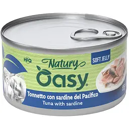 Вологий корм Oasy Cat Wet Natury для дорослих котів тунець з сардинами 85 г