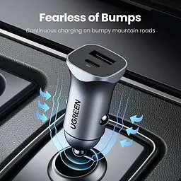 Автозарядка 2xUSB 30W (USB-A + USB-C) QC 4.0 Сіра (EC305) UGREEN (25845) - мініатюра 2