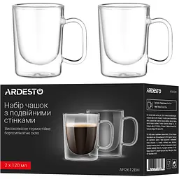 Набір чашок Ardesto з подвійними стінками 120 мл 2 шт. (AR2612BH) - мініатюра 3