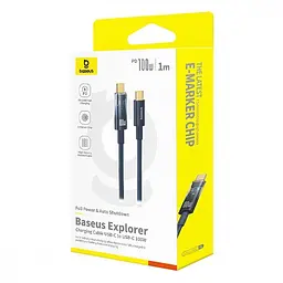 Кабель Baseus Explorer Series Auto Power-Off Type-C to Type-C 100W (1m) black (P10319703111-00) - мініатюра 4
