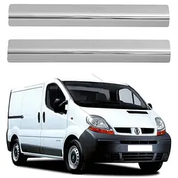 Накладки на пороги для Renault Trafic 2001-2014 Нержавіюча сталь із загином та Логотипом 4 шт (Premium P-RE25)