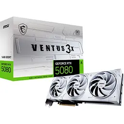 Відеокарта MSI GeForce RTX 5080 16GB VENTUS 3X OC White (G5080-16V3CW) EU [127248]