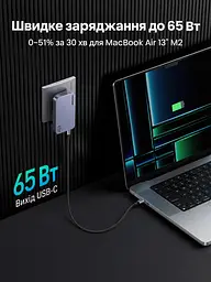 Мережевий зарядний пристрій UGREEN Nexode Pro X753 до 65 Вт 2 USB-C + USB-A (25356) - мініатюра 4