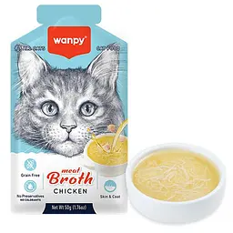 Беззерновий рідкий корм для котів Wanpy Chicken ВАНПІ СУП З КУРКОЮ, пауч 50 г