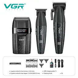 Комплект VGR 3 в 1 V-640 S3 , машинка для стриження (clipper), триммер та електробритва (шейвер) - мініатюра 2