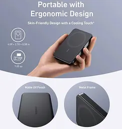 Павербанк Anker MagGo A1664 Ultra Slim магнітний з бездротовою зарядкою чорний 10000 mAh - мініатюра 5