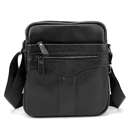 Шкіряний маленький чоловічий месенджер чорний Tiding Bag M56-0187A
