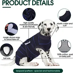 Післяопераційна попона для собак Wan Talk Recovery Suit, Dark Blue Stripe, L - мініатюра 3