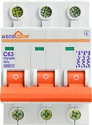 Модульний автоматичний вимикач 3p - 63A - С (ECO010030009) ECOHOME - мініатюра 2