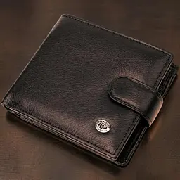 Гаманець чоловічий середнього розміру з натуральної шкіри ST Leather 22473 чорний