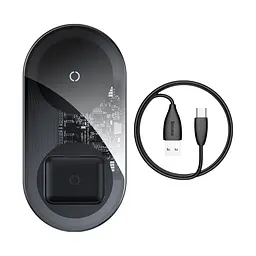 Зарядка QI BASEUS Simple 2in1 Wireless Charger 18W Max For Phones+Pods (WXJK-A01)