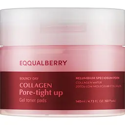 Пади для обличчя Eqqualberry Collagen Pore-Tight Up Gel Toner Pads тонізуючі пади для звуження пор 140 мл 60 шт. (EQB019)
