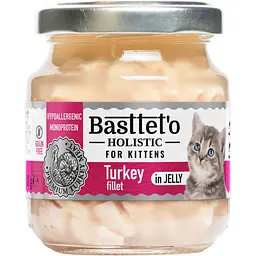 Вологий корм для кошенят Basttet'o Holistic шматочки філе індички в желе 130 г 