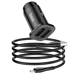 Адаптер автомобільний HOCO Lightning Cable Wise road dual port car charger set NZ4 2USB, 4.8A