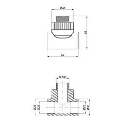 Трійник PPR Thermo Alliance 25х3/4"х25 ЗР DSC3035 - мініатюра 1