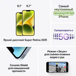 Смартфон Apple iPhone 14 256GB StarlightModel A2882 (Grade C) Seller Refurbished - мініатюра 7