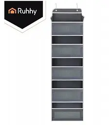 Підвісний органайзер на двері Ruhhy 27606, 5 полиць, 142 × 40 × 17 см, органайзер для зберігання речей, сірий - мініатюра 10