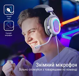 Ігрові навушники з мікрофоном Fifine H-6W RGB USB 7.1 White - мініатюра 5
