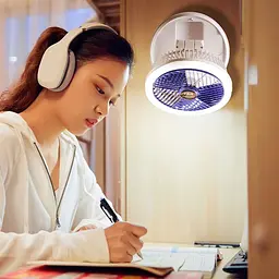 Настільний складний вентилятор Folding Fan 2in1 with Night Light White - мініатюра 7