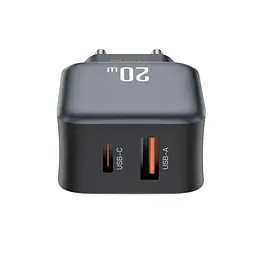 Мережевий зарядний пристрій XO L154(EU) PD20W/QC18W(1A1C) fast charger Чорний - мініатюра 6