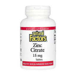 Цинк Natural Factors 15 мг (Citrate) - 30 таблеток, для імунітету