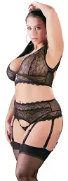 Комплект білизни Cottelli Curves Lace Set, L (чорний) - мініатюра 4