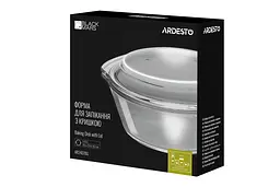 Форма для запікання з кришкою Ardesto Black Mars 25.5х22.8х10.2 см боросилікатне скло кругла прозора kuh0014496 - мініатюра 3