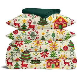 Комплект постільної білизни Cosas Christmas CS5 Сімейний червоний (Christmas_El180x30-91GreenDark_160x2)