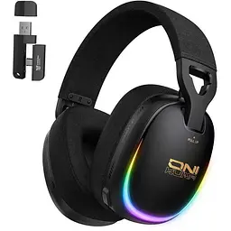 Навушники Onikuma ігрові блютуз GT-805 Max з мікрофоном RGB підсвітка Bluetooth 5.4 + 2.4GHz AUX до 60 годин роботи для ПК