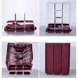 Складана тканинна шафа, шафа для одягу Storage Wardrobe 88130 на 3 секції Коричнева - мініатюра 6