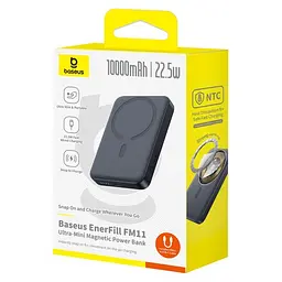 Універсальна мобільна батарея Baseus EnerFill FM11 Ultra-Mini Magnetic 22.5W 10 000mAh чорний P1008210E123-00 - мініатюра 2