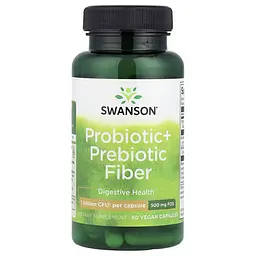 Пробіотики та пребіотики Probiotic+ Prebiotic Fiber 60 рослинних капсул Swanson vit0005057