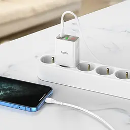Мережевий зарядний пристрій Hoco C100A PD20W+QC3.0 White [769800] [76039] - мініатюра 6