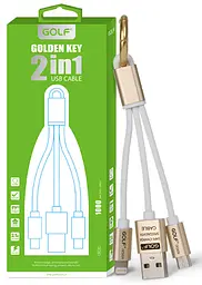 Брелок GOLF GC-35 Micro+Lightning cable 0,22m Gold - мініатюра 2
