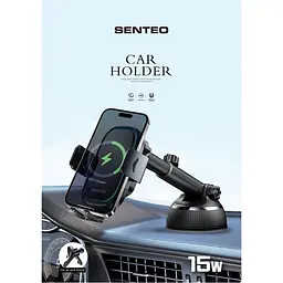 Автотримач із бездротовою зарядкою Senteo SH-02 Drift 2 Wireless Charging 15W Dashboard + Airvent Black [171637] - мініатюра 4