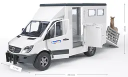 Машинка Bruder МВ Sprinter Транспортер для тварин, з конячкою (02533) - мініатюра 5