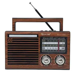 Радіоприймач Golon RX-1138D Bluetooth портативне радіо робота від мережі акумулятора батарейок AM/FM/SW USB/TF/SD 18650 Коричневий