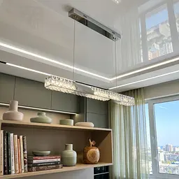 Лінійна кришталева LED люстра над столом 7712/1000BK Artlight з пультом та трьома режимами світла