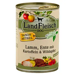 Консерви для собак LandFleisch Adult Dog Lamm, Ente mit Kartoffeln & Wildapfel (ягня, качка, картопля, дике яблуко) 400 г