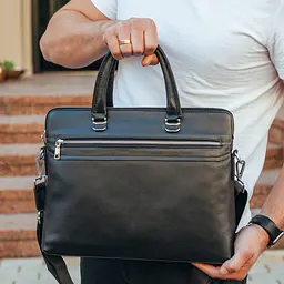 Сумка портфель чоловіча шкіряна для ноутбука та документів чорна (NV23712) - мініатюра 4