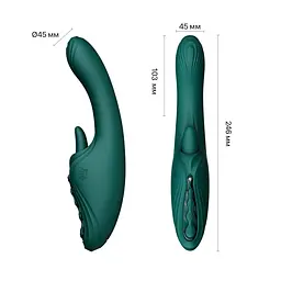 Смарт-вібратор Zalo Ares Turquoise Green, підігрів, 3 мотори, язичок для клітора, стимуляція точки G - мініатюра 4