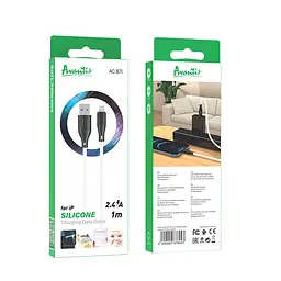 Кабель Avantis AC-87i Silicone USB – Lightning- чорно-білий - мініатюра 5