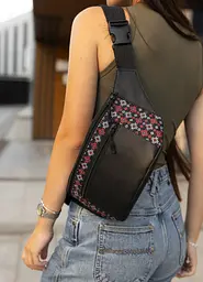 Велика жіноча сумка на пояс бананка Sambag Tirso Max чорна принт 38 × 17 × 6 см (80341148) - мініатюра 5