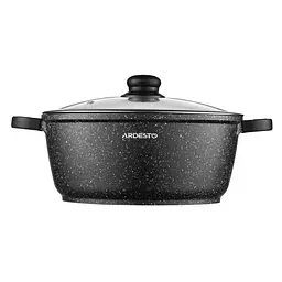 Каструля Ardesto зі скляною кришкою Gemini Anzio 5л алюміній чорний kuh0014744 - мініатюра 3