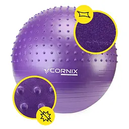 М'яч для фітнесу (фітбол) Cornix 55 см напівмасажний Anti-Burst Violet XR-0460 - мініатюра 5