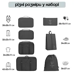 Набір дорожніх органайзерів для перевезення і зберігання речей 7в1, Комплект зручних органайзерів для валізи 7 предметів, - мініатюра 3