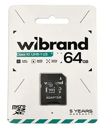 Карта пам'яті Wibrand microSDXC (UHS-1 U3) 64Gb class 10 (adapter SD) (WICDXU3/64GB-A) - мініатюра 2