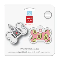 Адресник для собак і котів Waudog Smart ID з QR паспортом, Авокадо 2, L, 40х28 мм - мініатюра 4