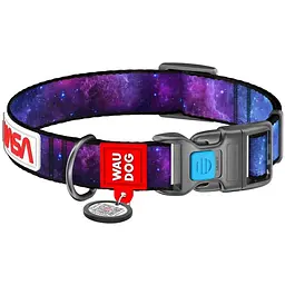 Нашийник для собак Waudog Nylon NASA21, з QR паспортом, пластиковый фастекс, XL, 35-58х2,5 см