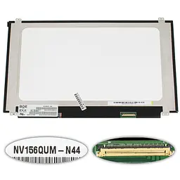 Матриця 15.6" NV156QUM-N44 3840х2160, 40pineDP, 300cd/m2, 16.7M 72% NTSC, IPS, LED, SLIM вертикальні вушка, матова, роз'єм справа внизу для ноутбука